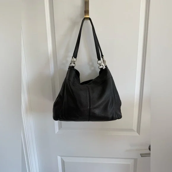 Coach Black Leather Shoulder Bag with Silver Hardware - Picture 2 of 12